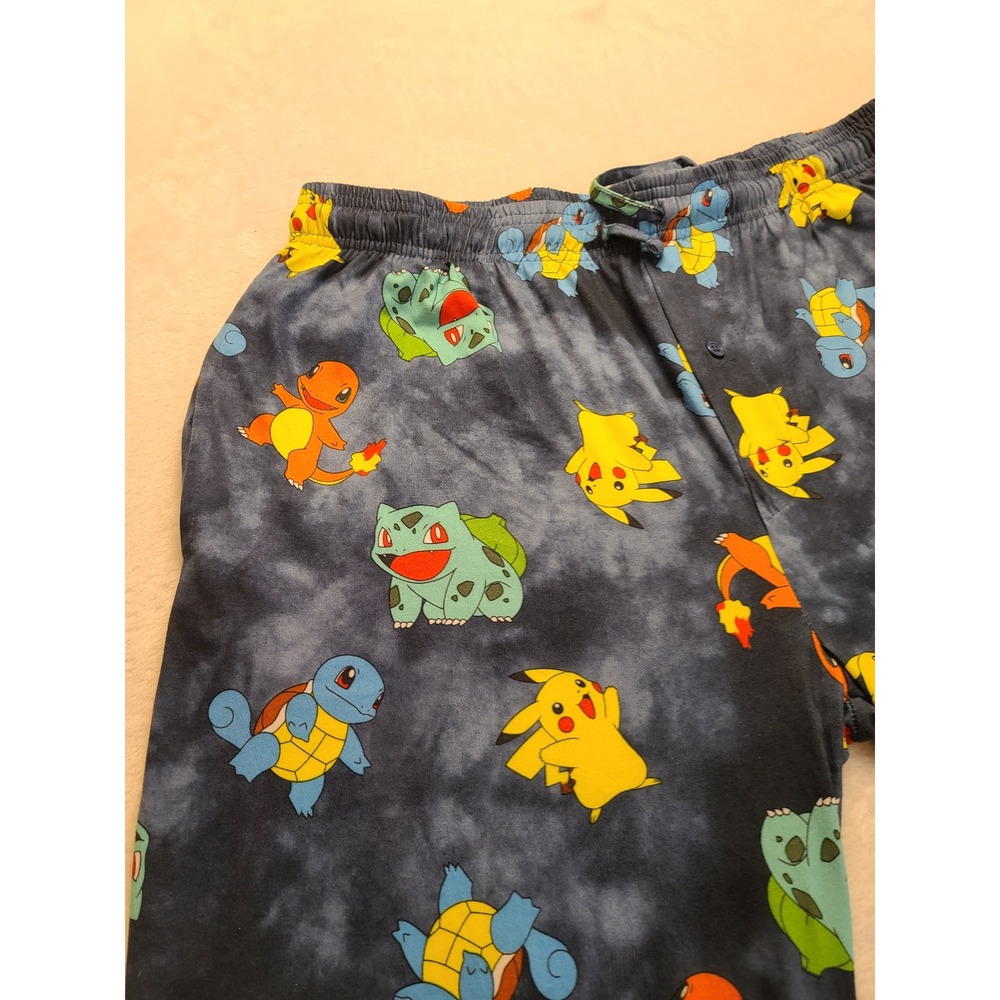 Pokemon Pajama Pants  Blue Men's  Large Cloud Wash Pikachu Bulbasaur  NWOT - Picture 12 of 15